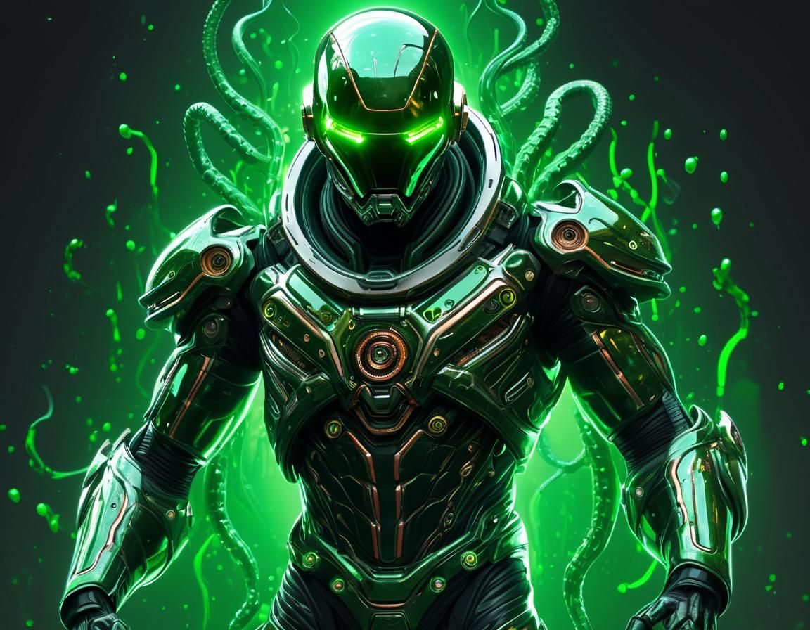 Martian Warrior in Cyberpunk Exosuit Concept Art