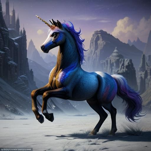 Majestic Fox-Unicorn Hybrid in Detailed Digital Painting