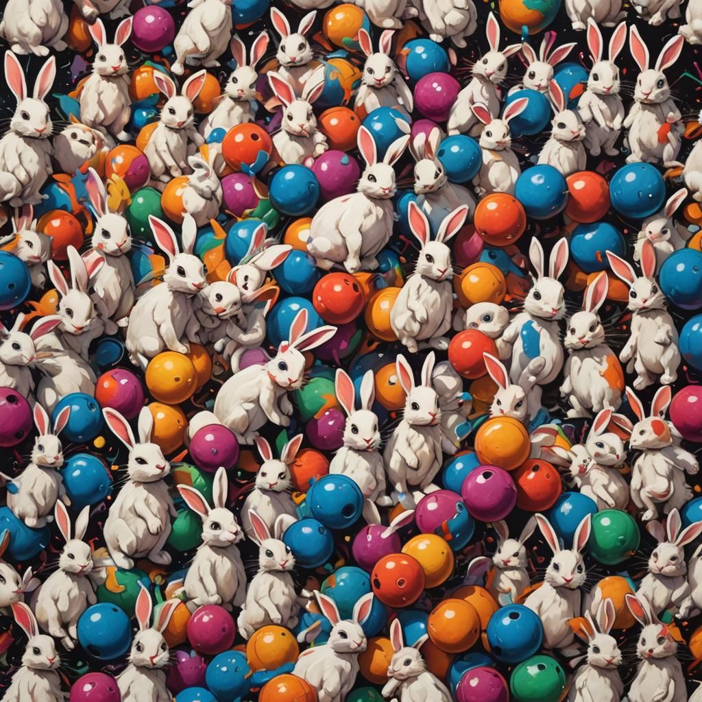 Bunnies Bowling: Graffiti Street Art in Polychromatic Colors