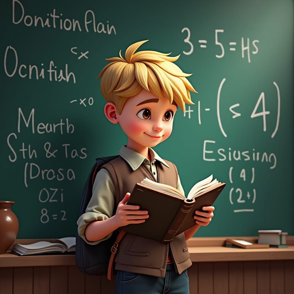 Tall Young Wizard Studies Magic and Math in a Vibrant Fantas...