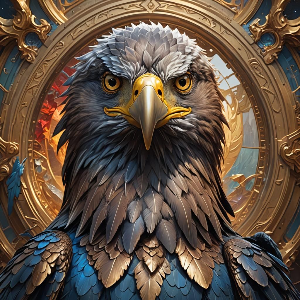 Griffin Portrait with Eagle Head, Digital Art