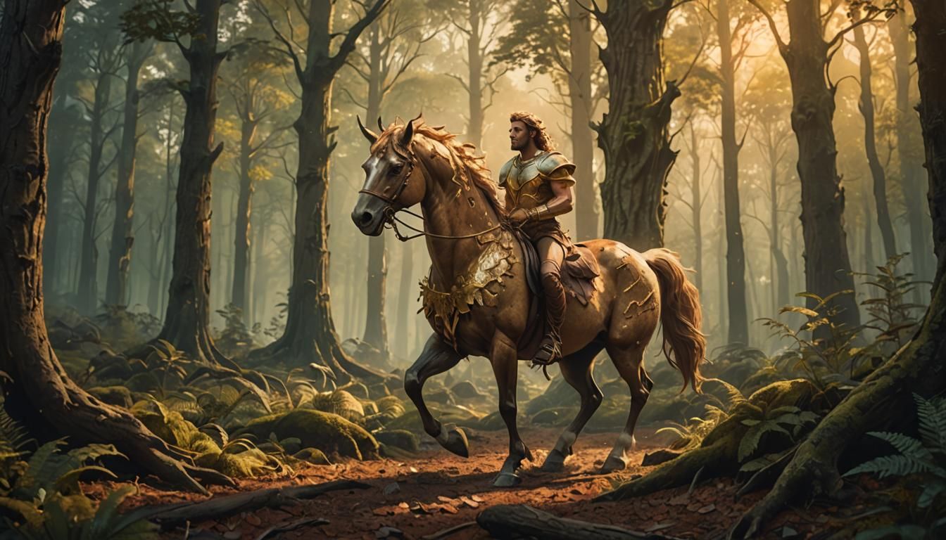 Centaur Marches Through Forest: Mythological Concept Art