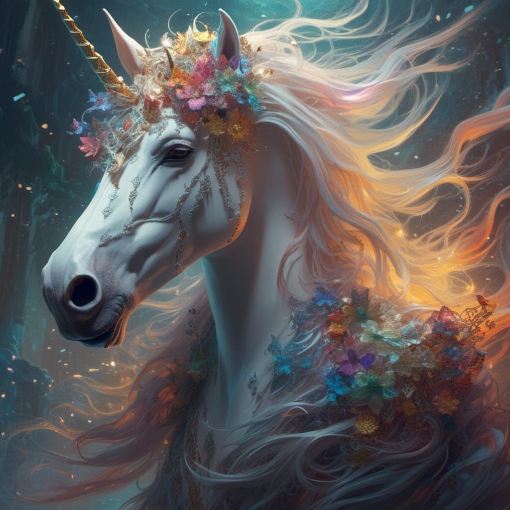 Rainbow Unicorn and Fairy Porcelain Portrait