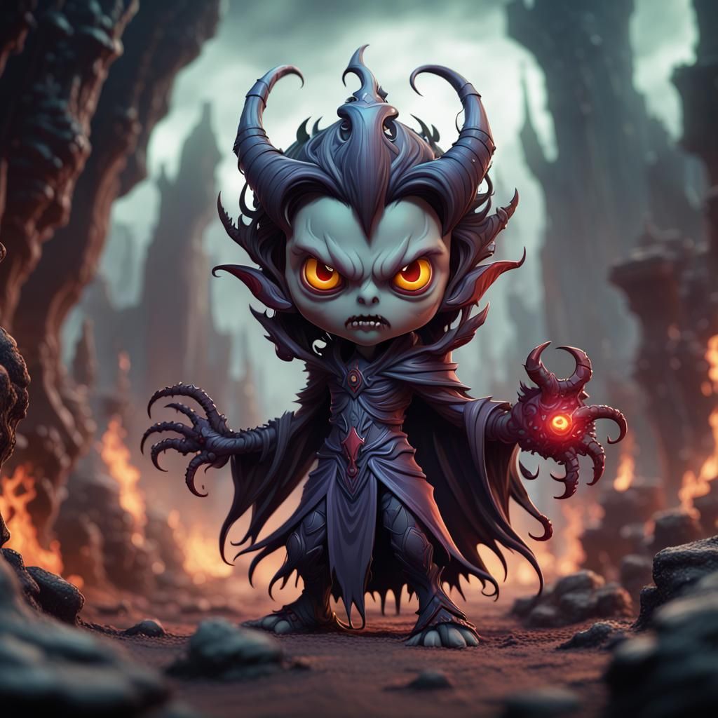 Chibi Demonic Wraith in Detailed Digital Painting