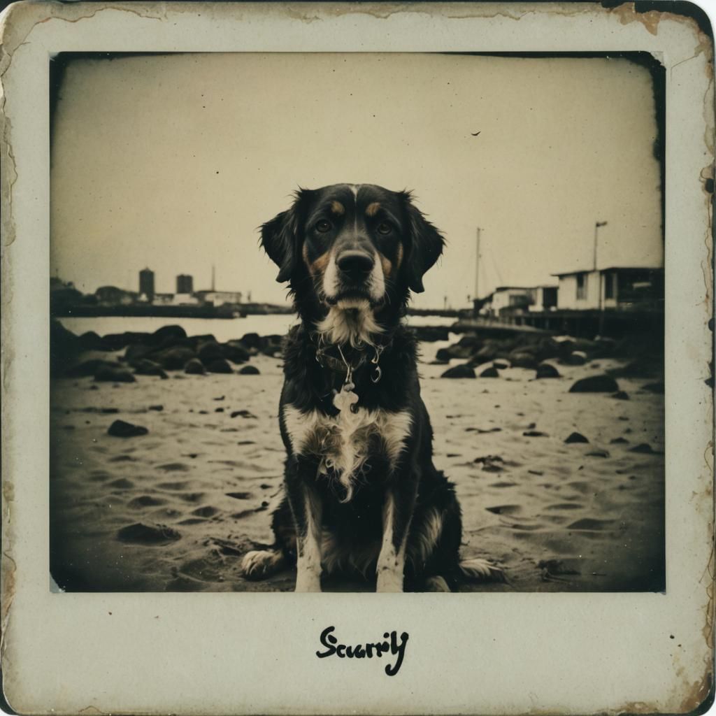 Dog Portrait in Polaroid Style