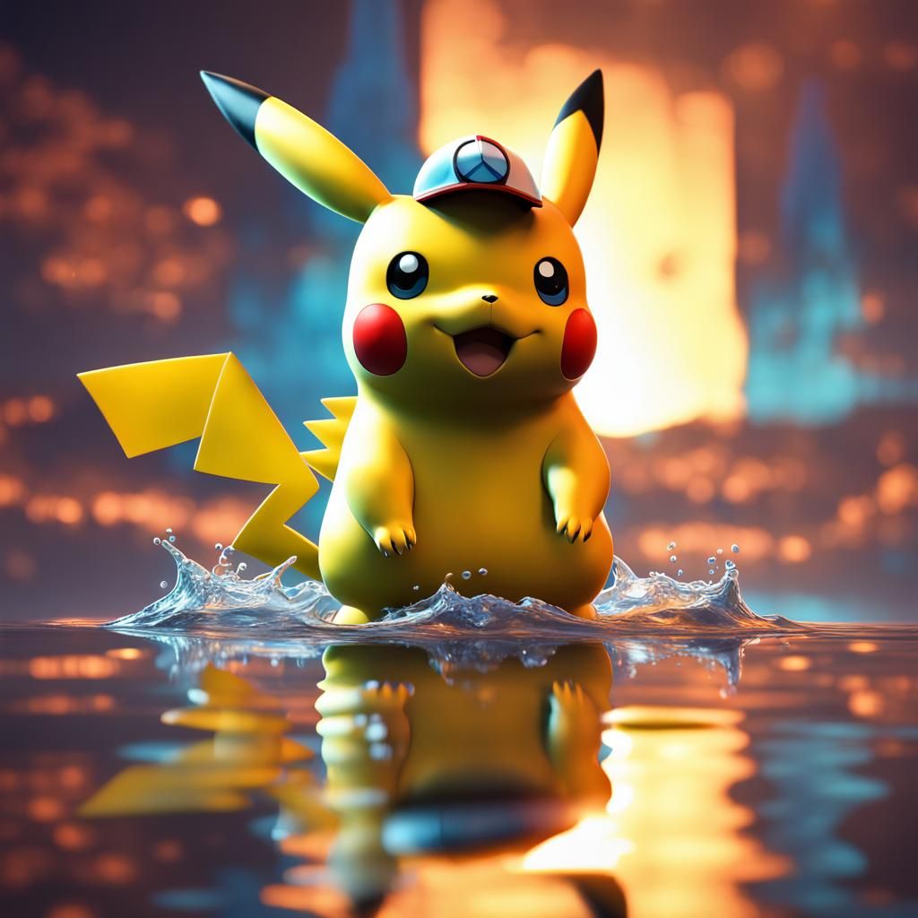 Pikachu and Charizard Reflection: Pixar Style 3D Art