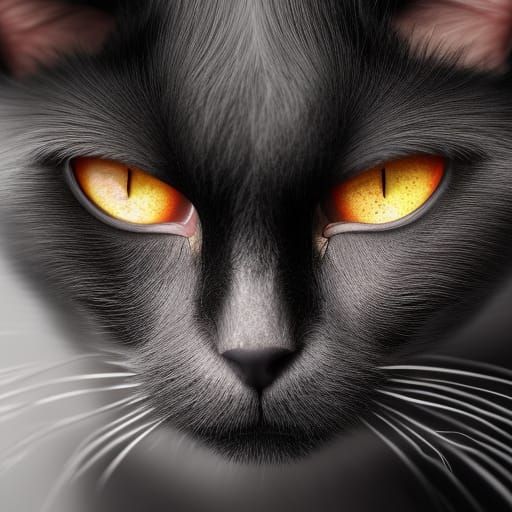 Funny Black Cat Meme in Detailed Matte Painting