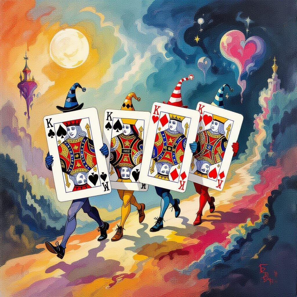 Surreal Playing Cards Adventure in Dalí Style