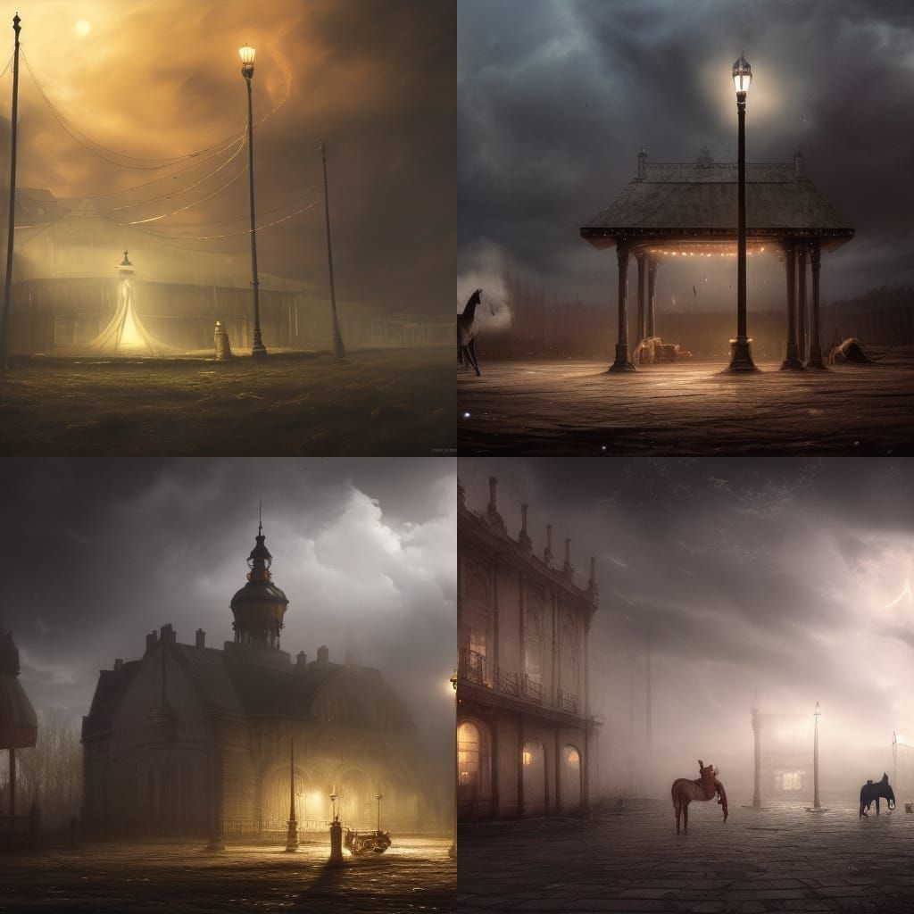 Abandoned Carousel at Night: A Dark Fantasy Masterpiece