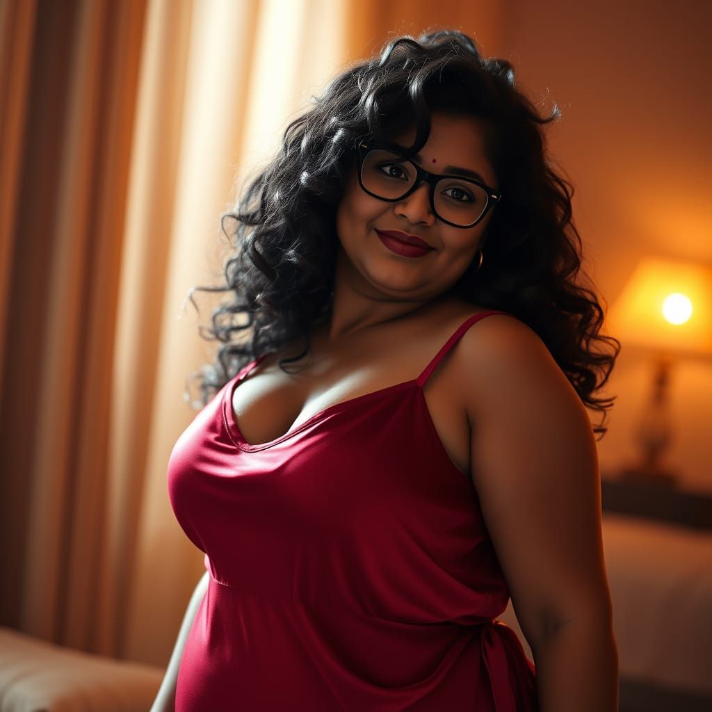 Curvy Woman in Red Nighty: 3D Game Cinematic