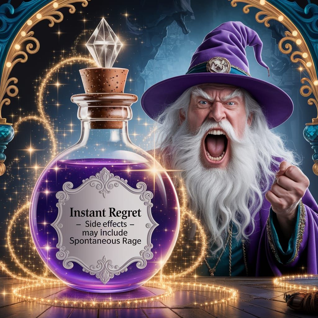 Enchanted Potion Bottle in Whimsical Wizard's Lair