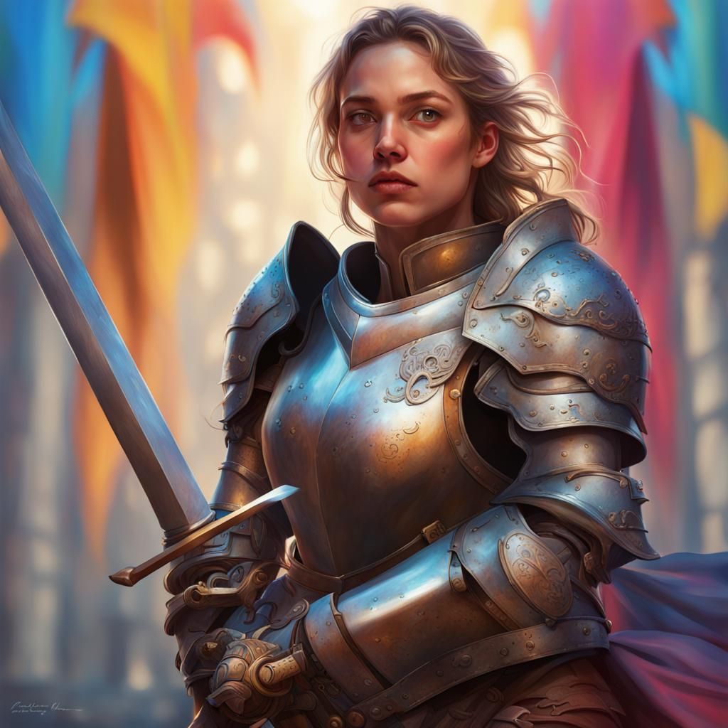 Intricately Detailed Girl Knight in Splash Art Style