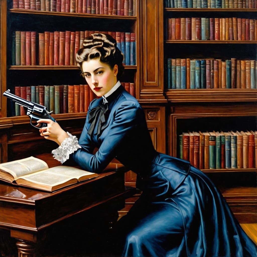 Miss Scarlett in a Gustave Caillebotte-Inspired Encaustic Po...