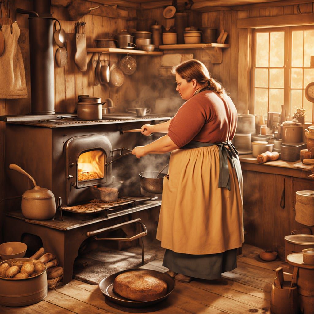 Cozy Kitchen Scene in Retro Realism Style