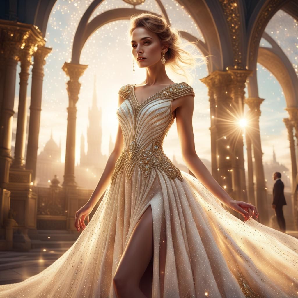 Diamond Wedding Dress in Fantasy Art Style