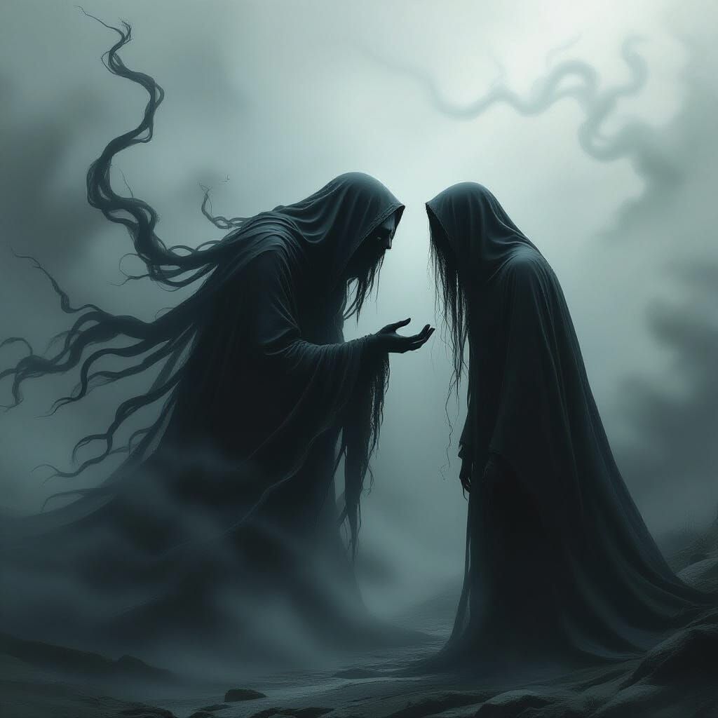 Gothic Fantasy Art of Dementor's Soul-Draining Kiss