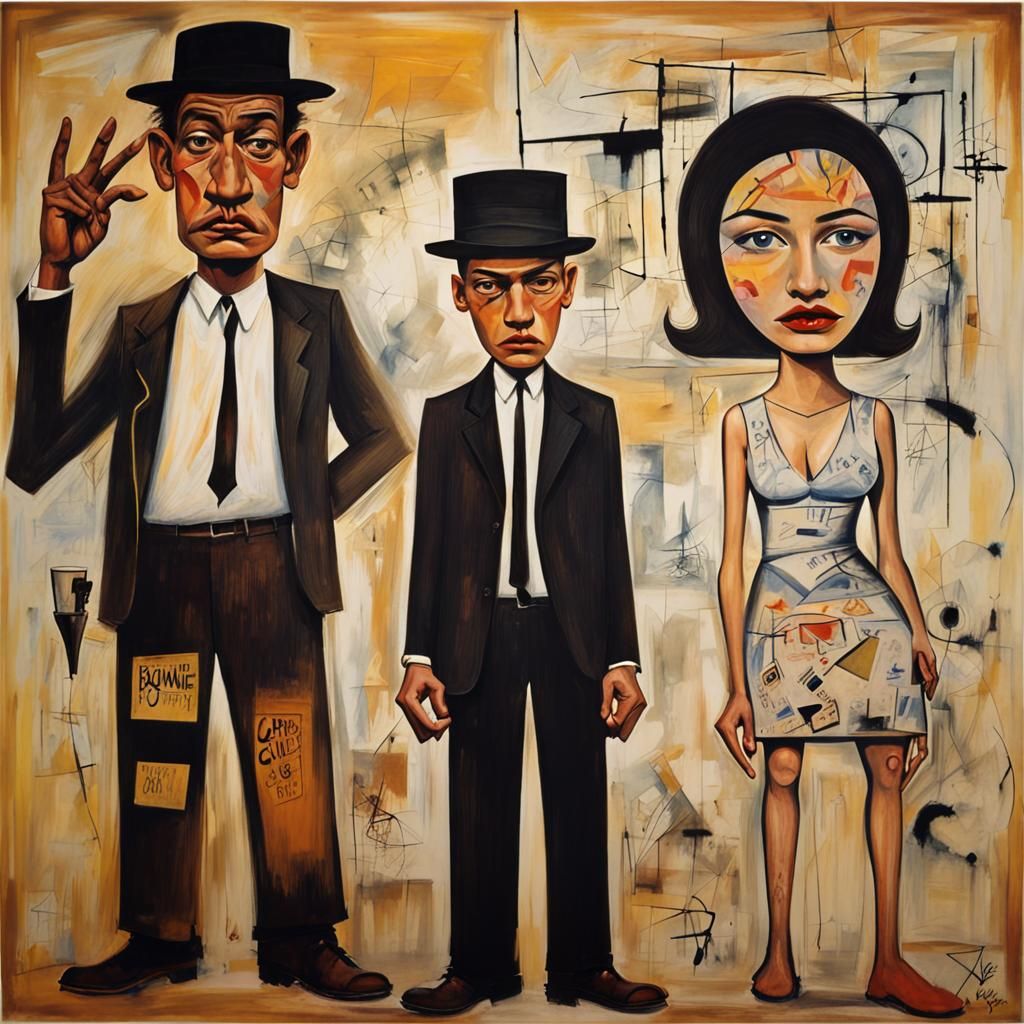 Bonnie and Clyde in Abstract Cubist Style