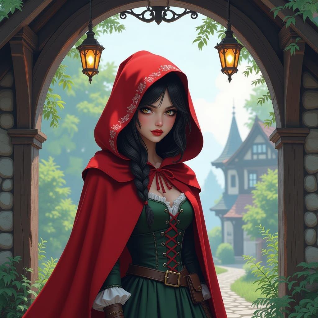 Creepy Little Red Riding Hood Portrait in Dynamic Style