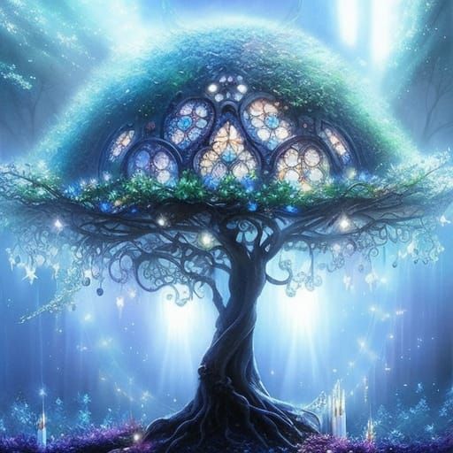 Luminescent Tree in Fantasy Digital Art Style