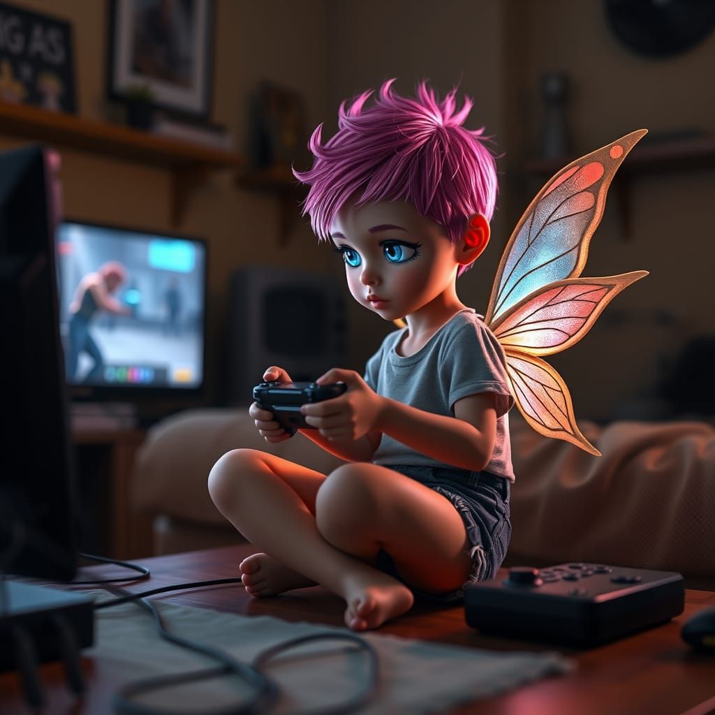Fairy Gamer in Hyperrealistic Digital Art Style