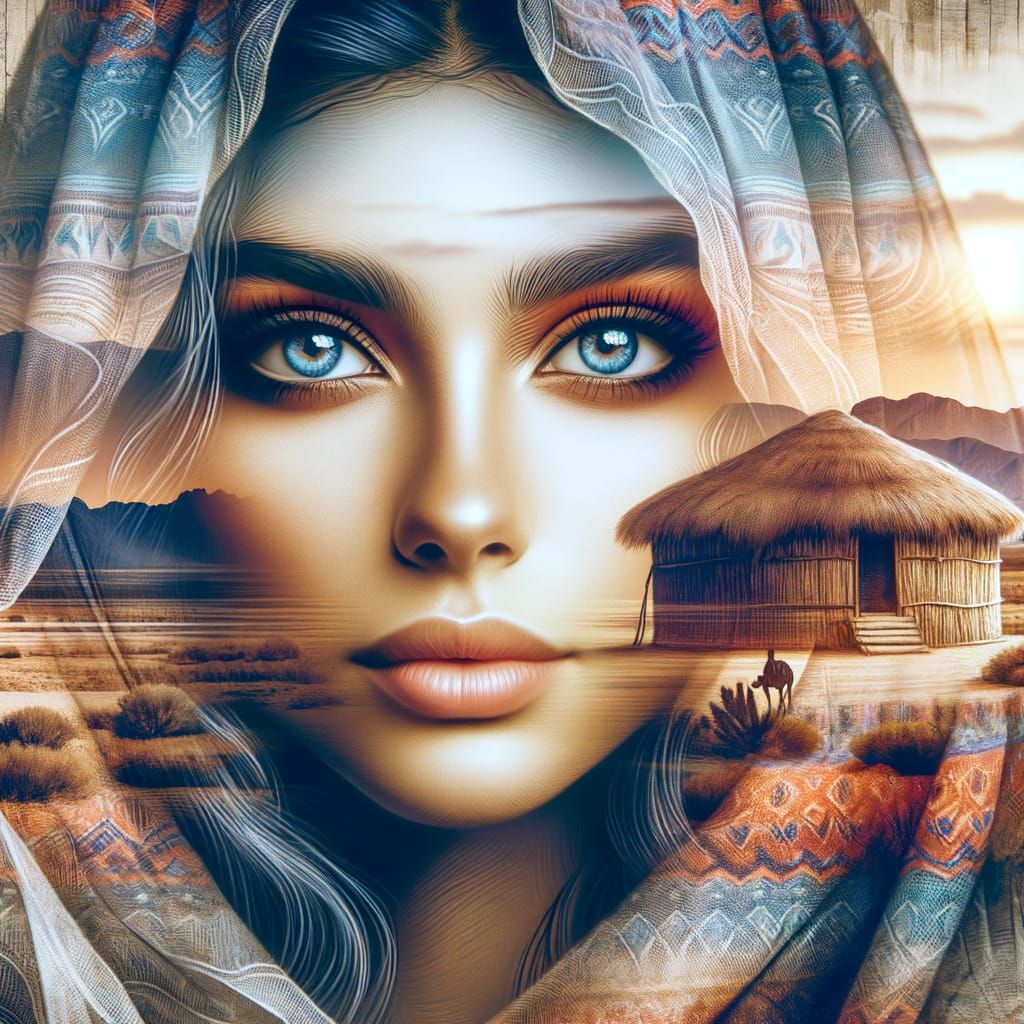 Enchanting Bedouin Woman in Whimsical Late 19th-Century Styl...