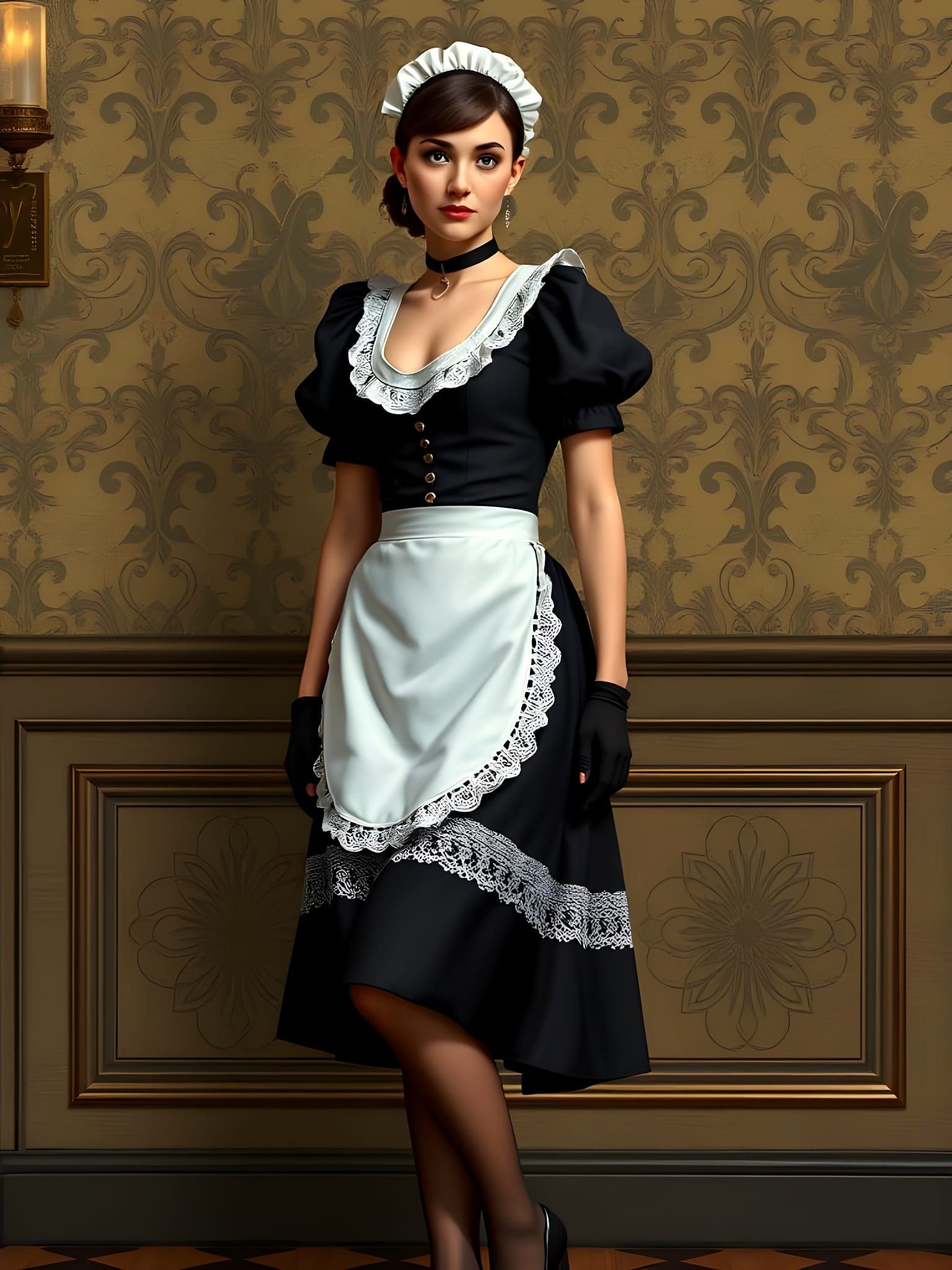 Beautiful Woman in French Maid Costume