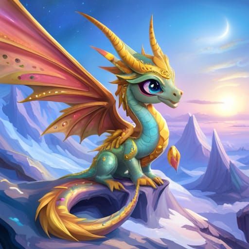 Adorable Quartz Dragon with Iridescent Scales