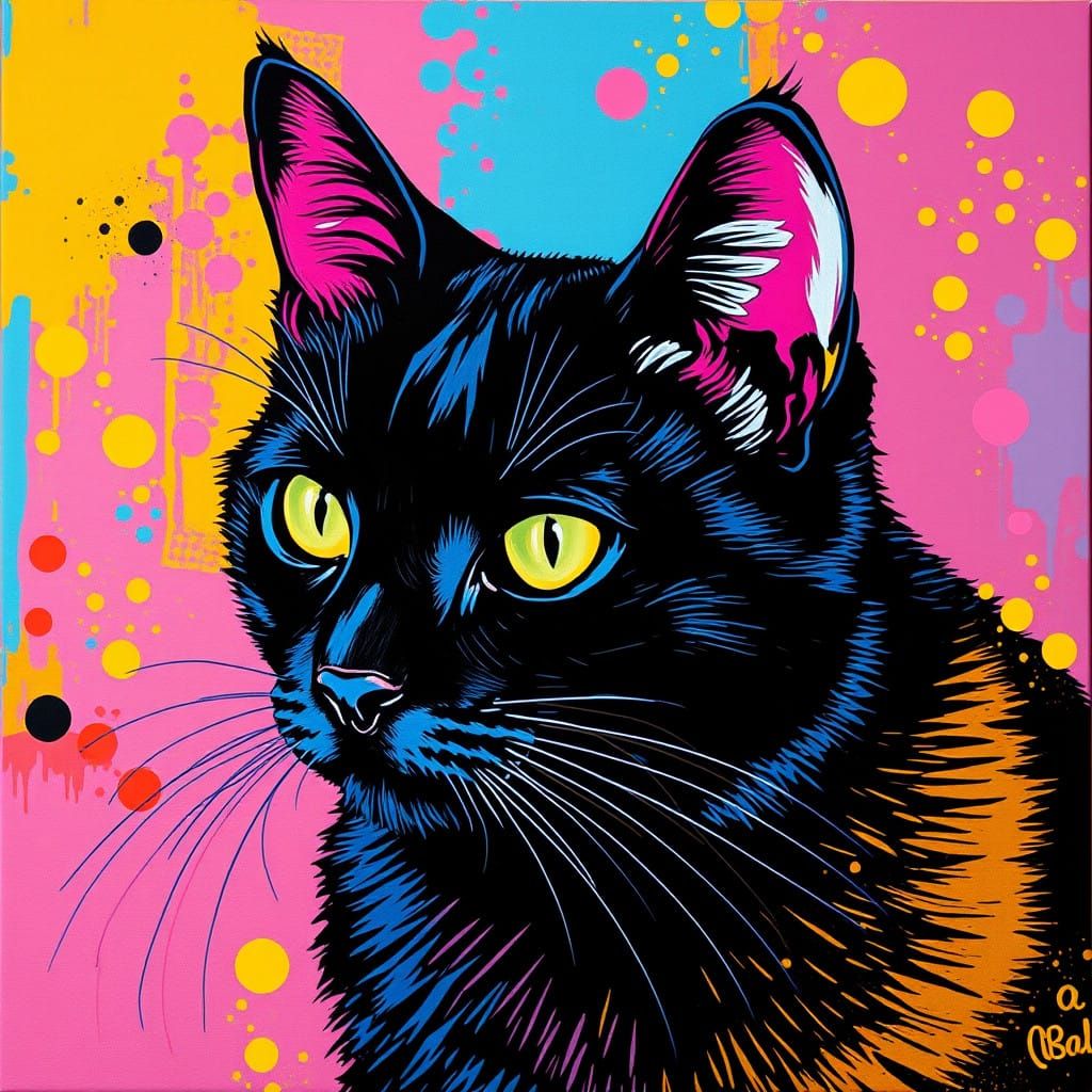 Pop Art Cat in Vibrant Color Palette