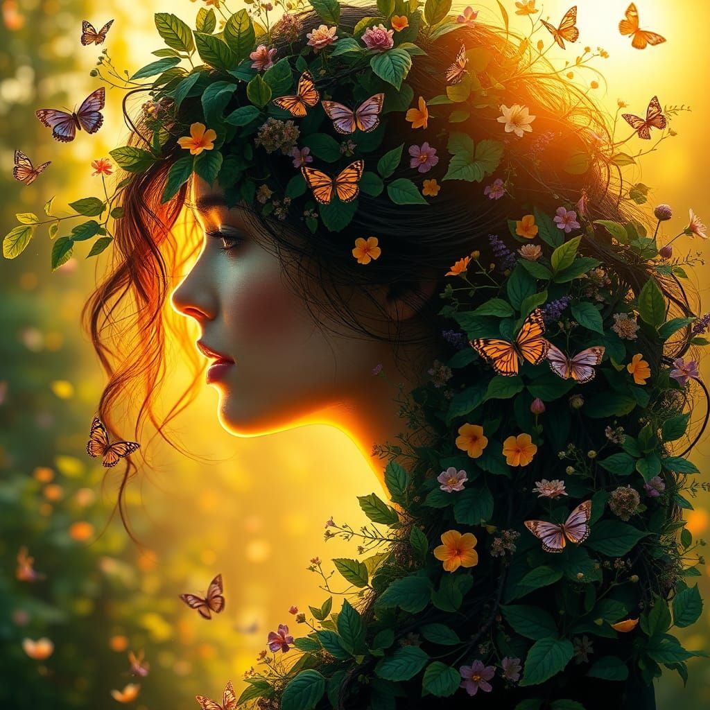 Ethereal Woman Blends with Nature in Dreamy Scene