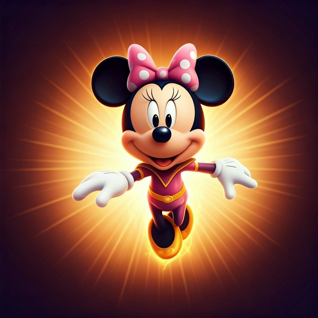 Minnie Mouse as Superheroine in Bright Digital Art
