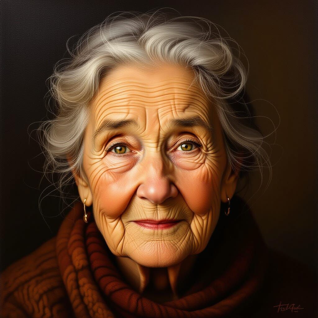 Elderly Woman's Tender Portrait: A Life of Love