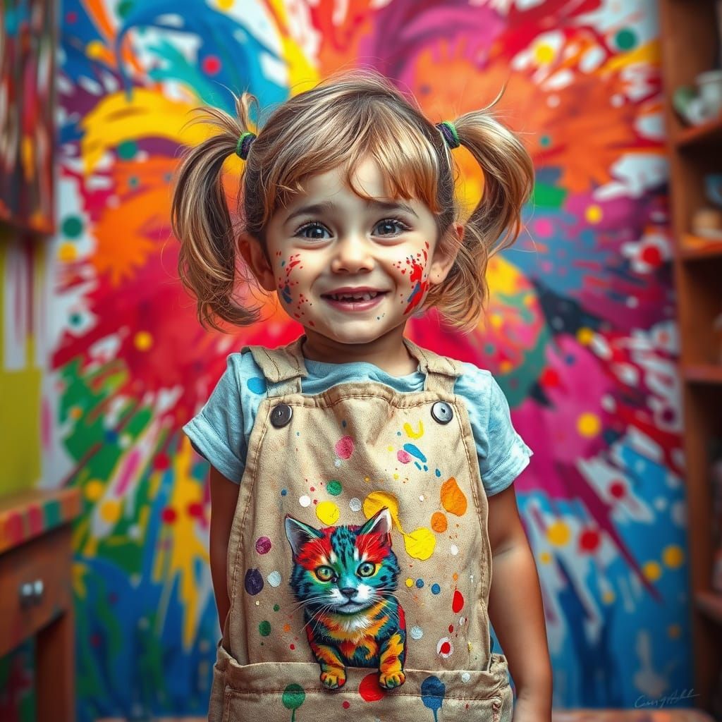 Child Artist Triumphs in Vibrant, Whimsical Masterpiece