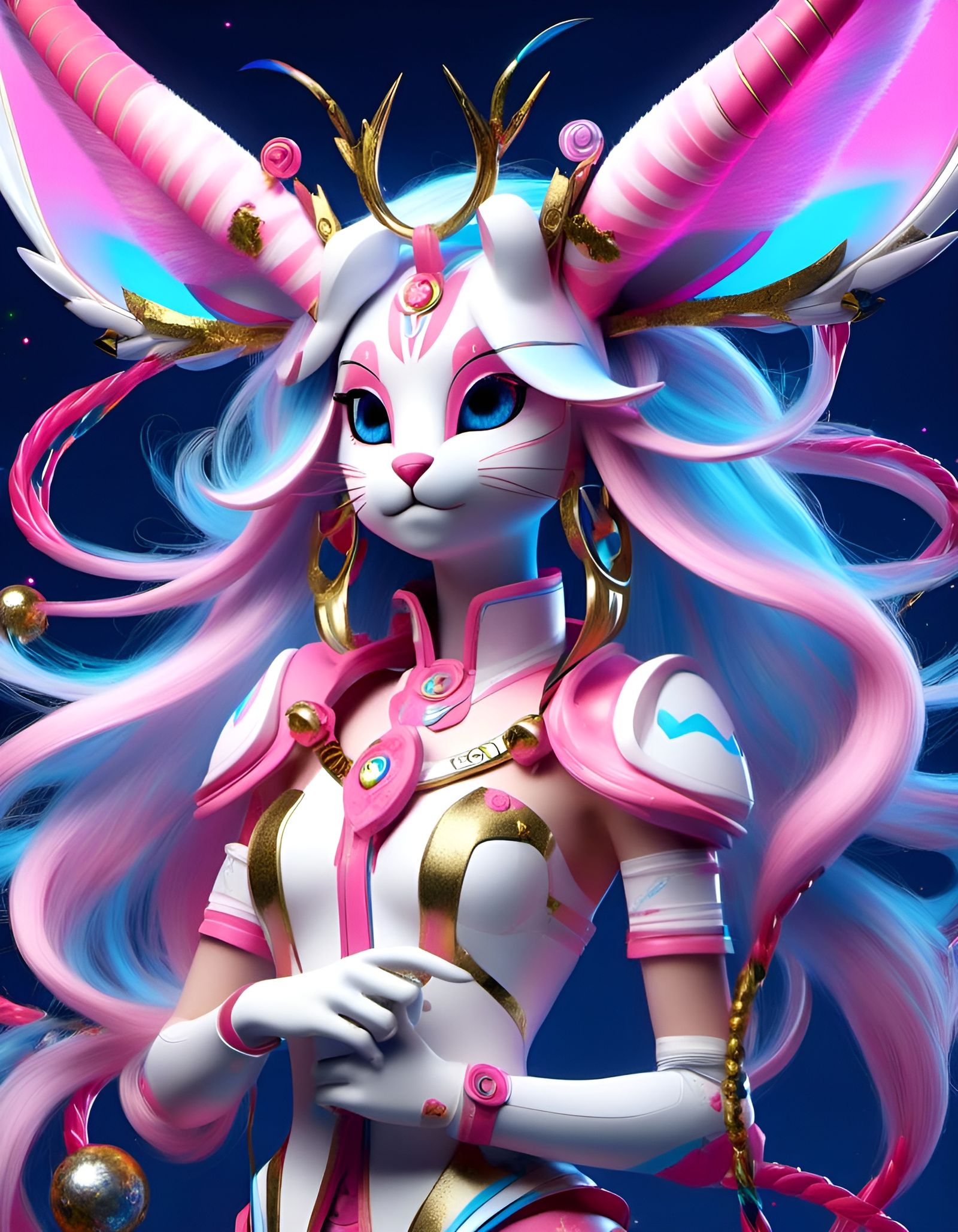 Humanoid Sylveon Girl in Digital Art Style