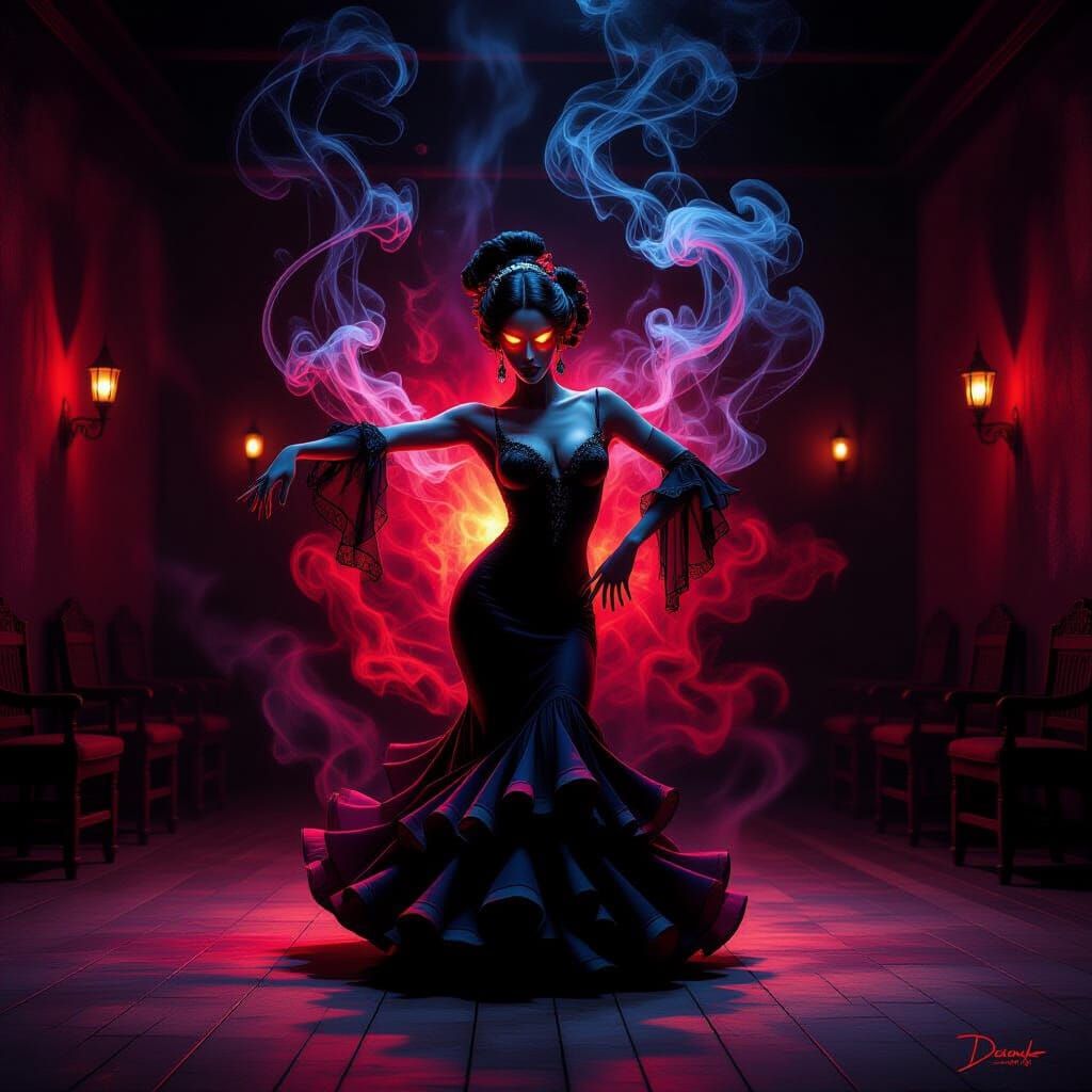 Duende Spirit Embodies Passion in Dim Flamenco Studio