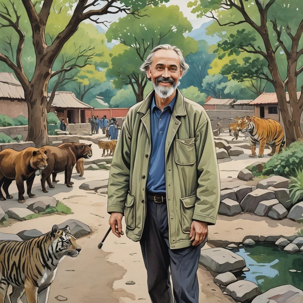 The artist Roerich visits a Zoo in China. He walks through t...