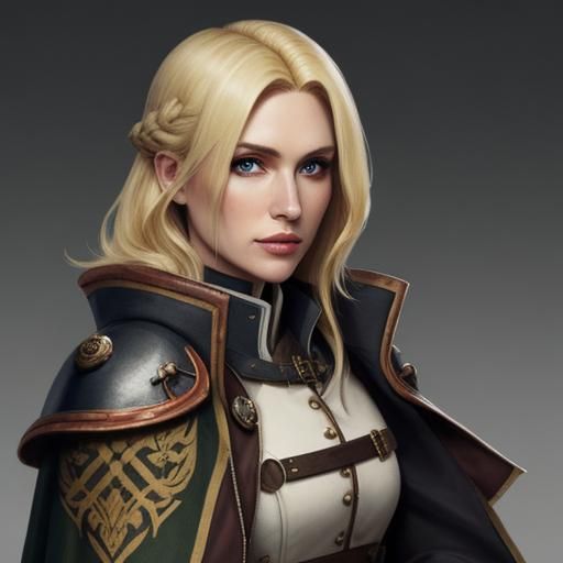 Blonde Inquisitor Girl in Battle Coat