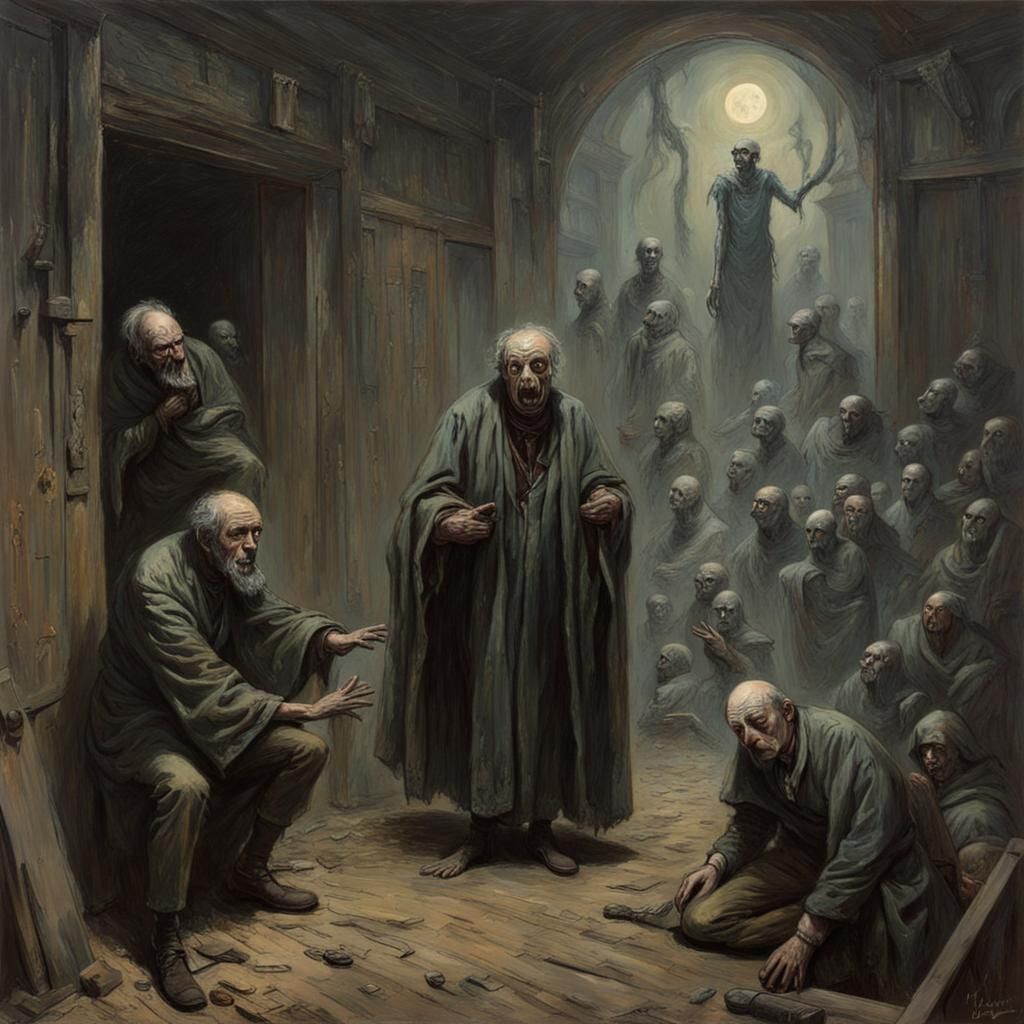 Grotesque Figures in Oil Painting Style