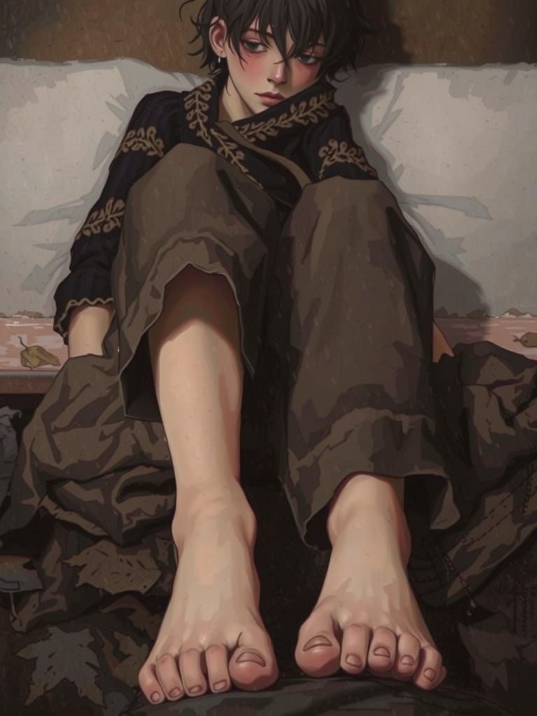 Melancholic Figure on Rainy Park Bench Oil Painting