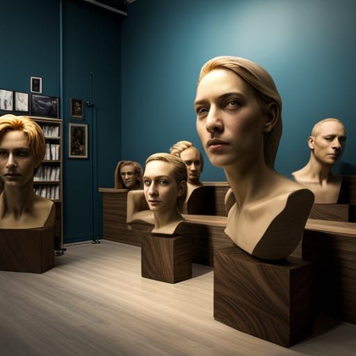 Detailed Art Sculptures in a Photorealistic Studio