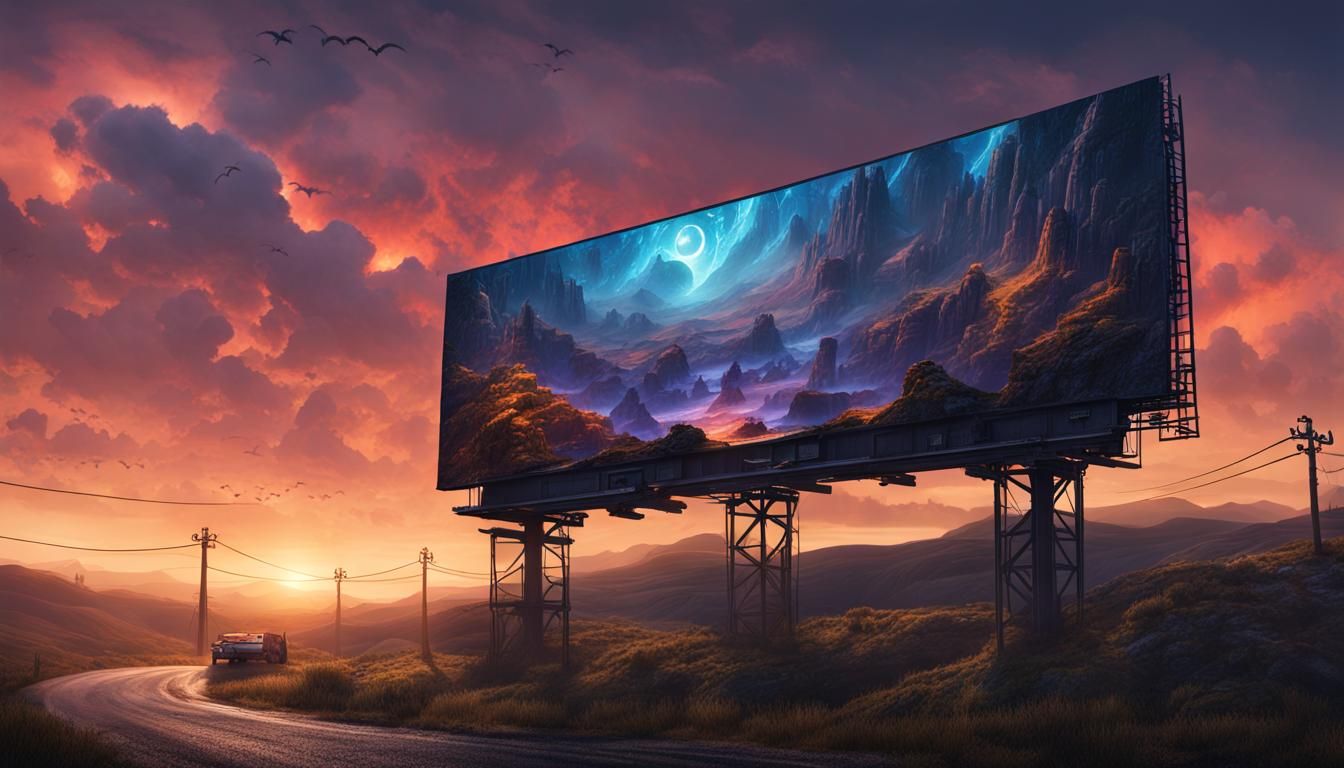 Never Gonna Give You Up Billboard: Detailed Matte Painting