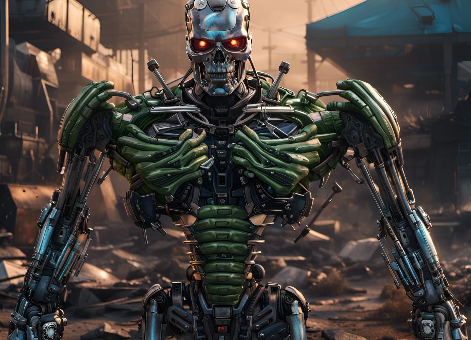 Terminator Hulk Mashup: Fantasy Concept Art