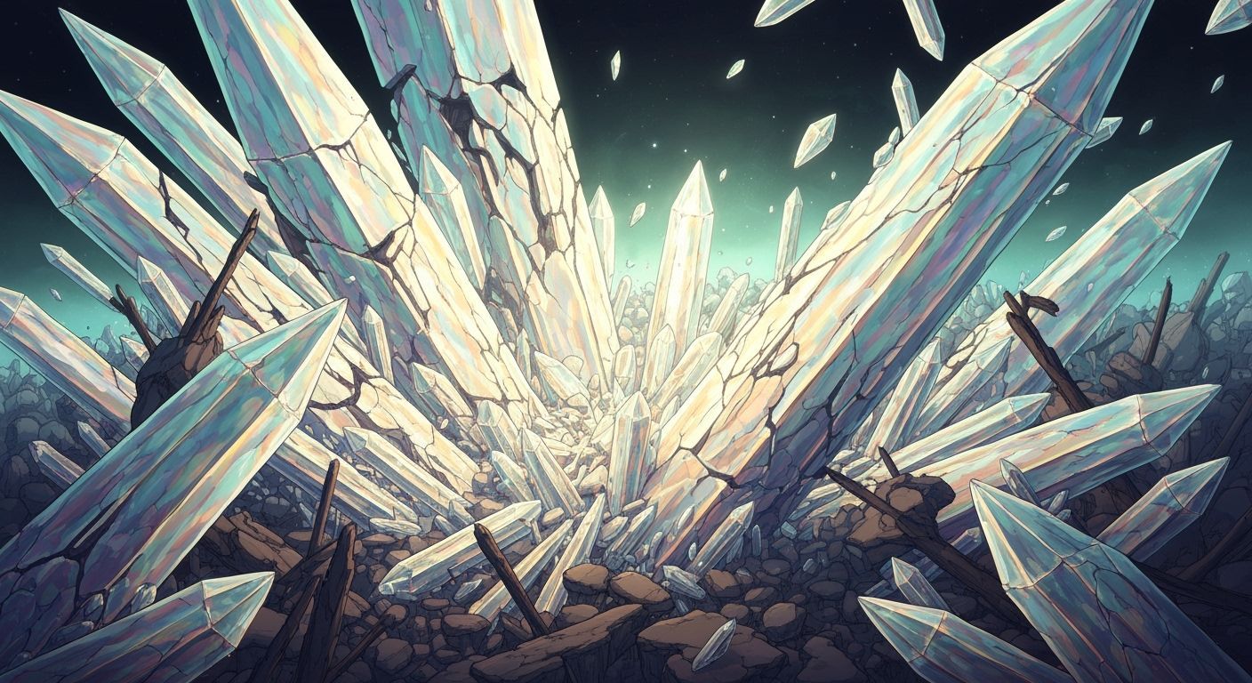 Shattered Crystal Wreckage in Whimsical Style