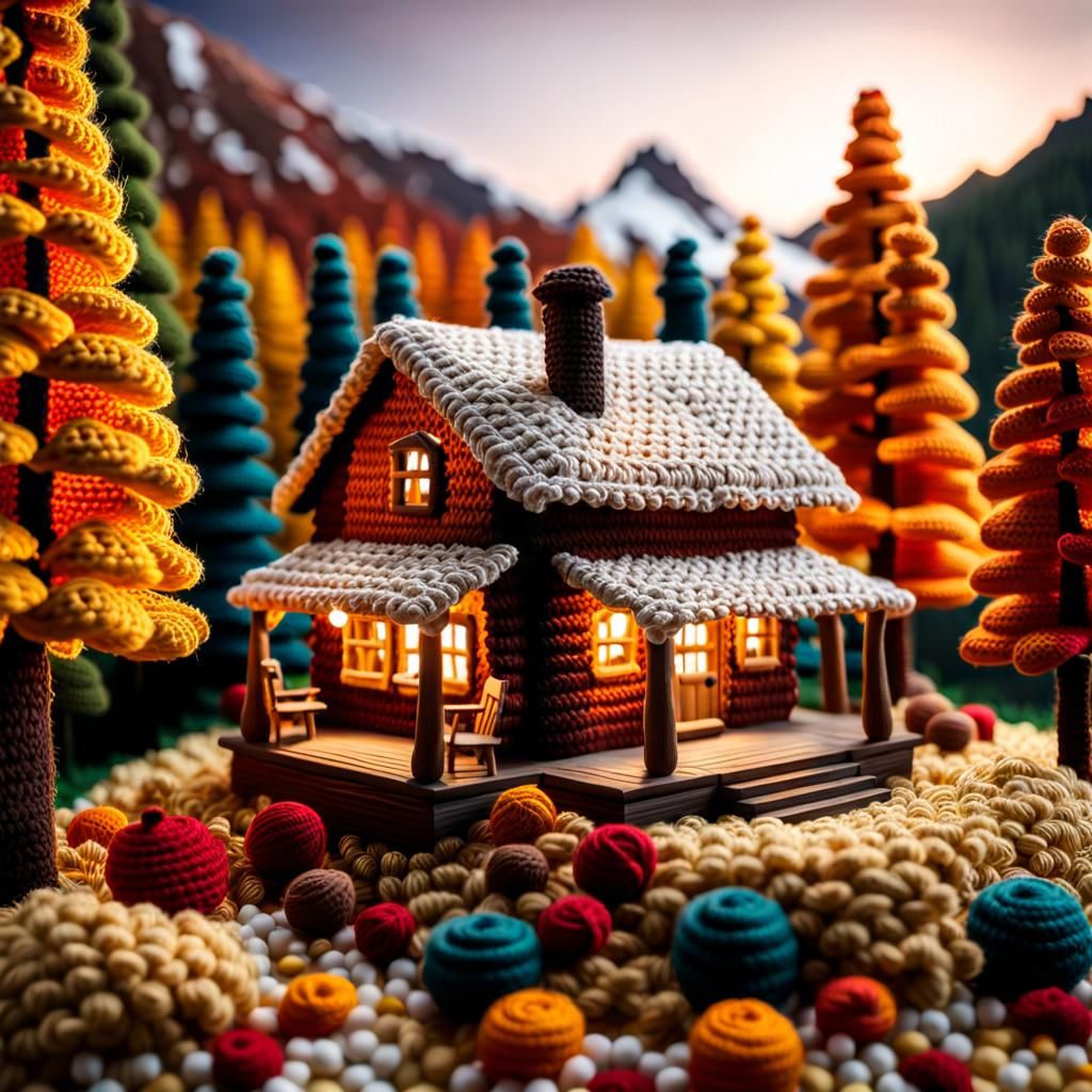 Cozy Crochet Cabin in Autumn Woods