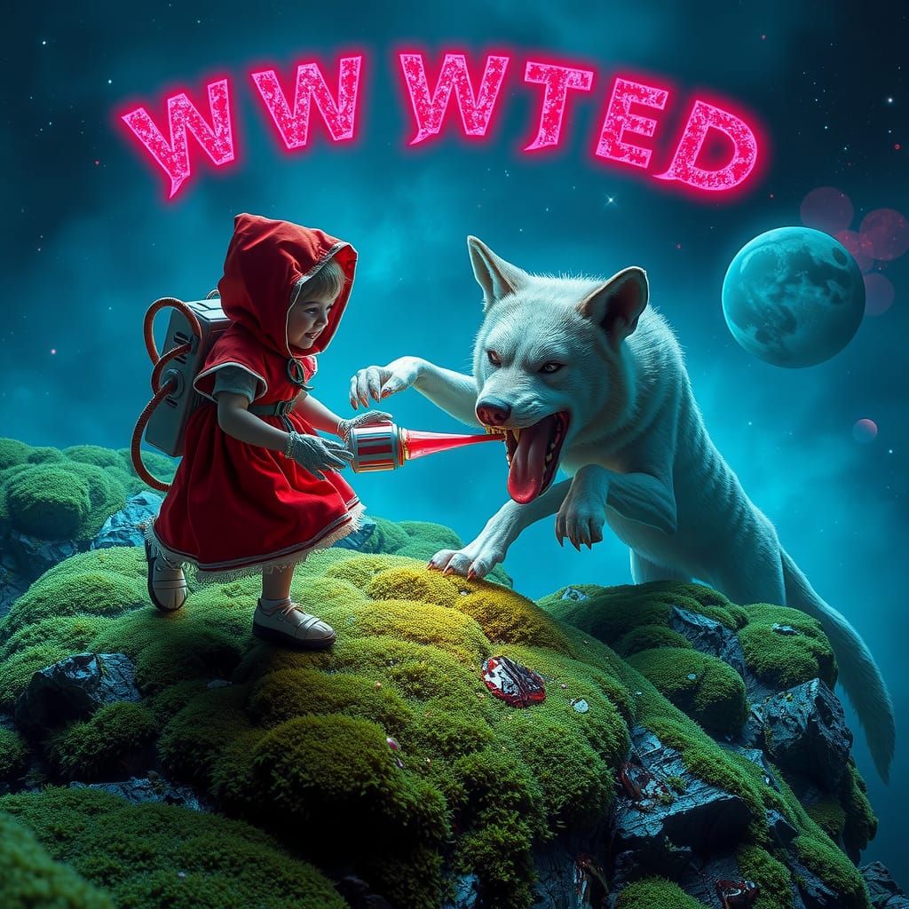 Neon Little Red Riding Hood's Macabre Hunt