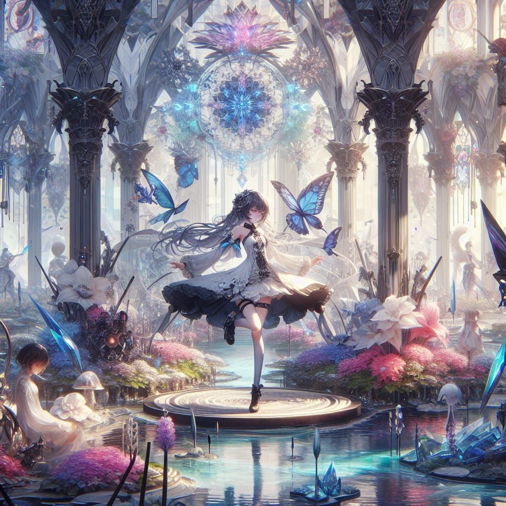 Fantasy Anime Tyan Girl in Vibrant, Detailed Environment