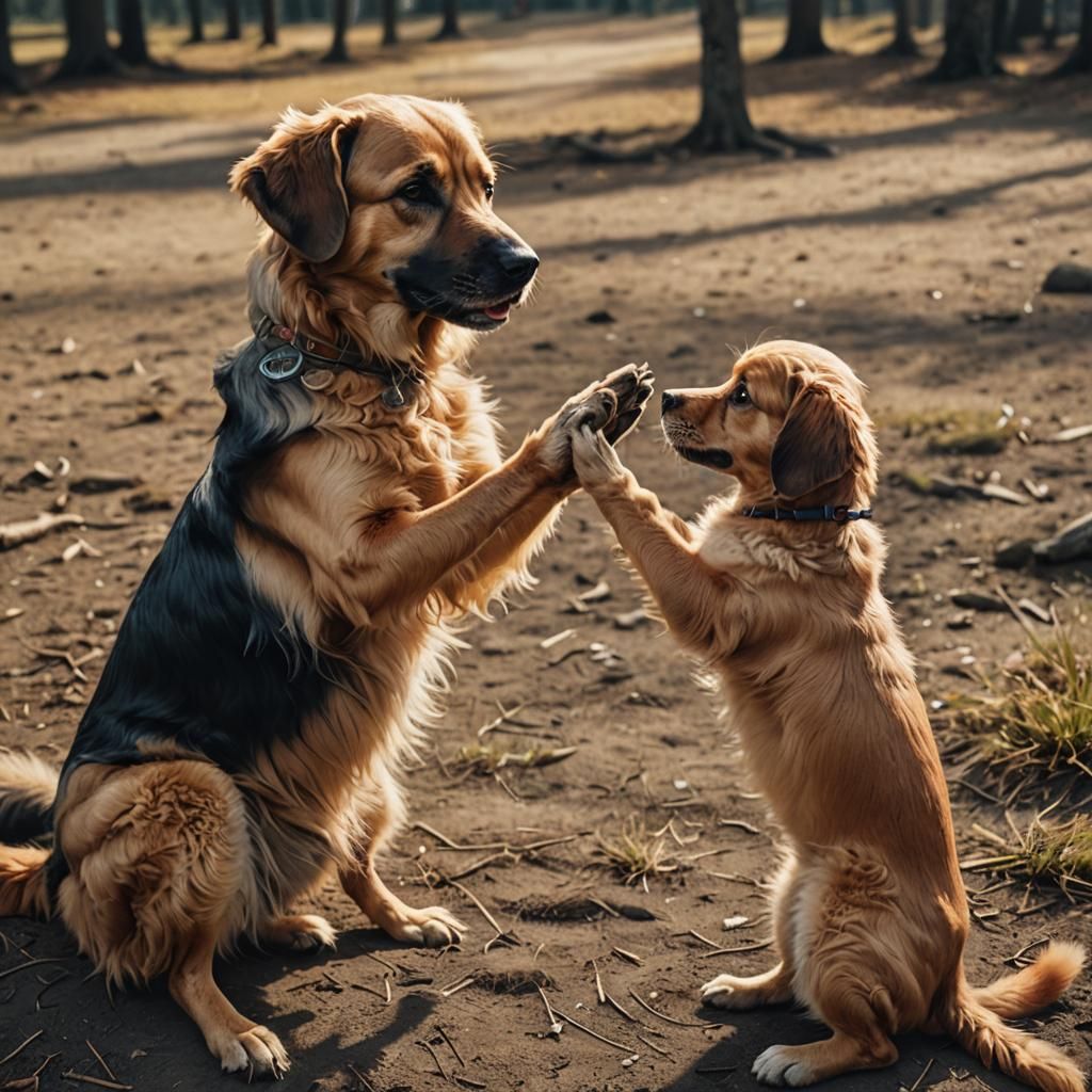 Dog High-Five: A Cinematic Moment
