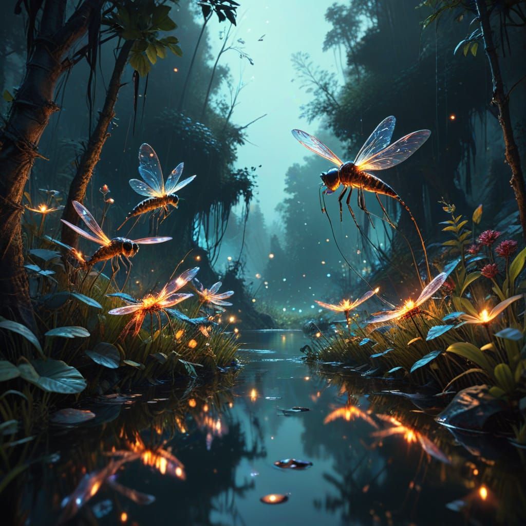 Surreal Pond Scene in Vibrant Bakerycore Style