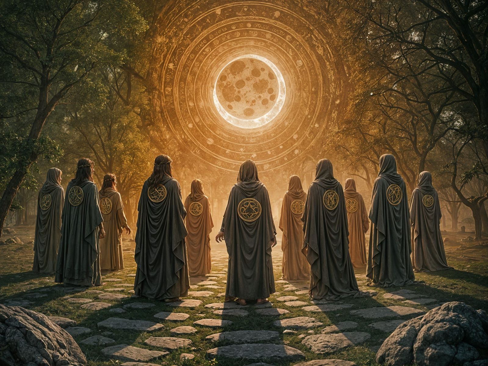 Ethereal Celtic Ritual Under a Crescent Moon