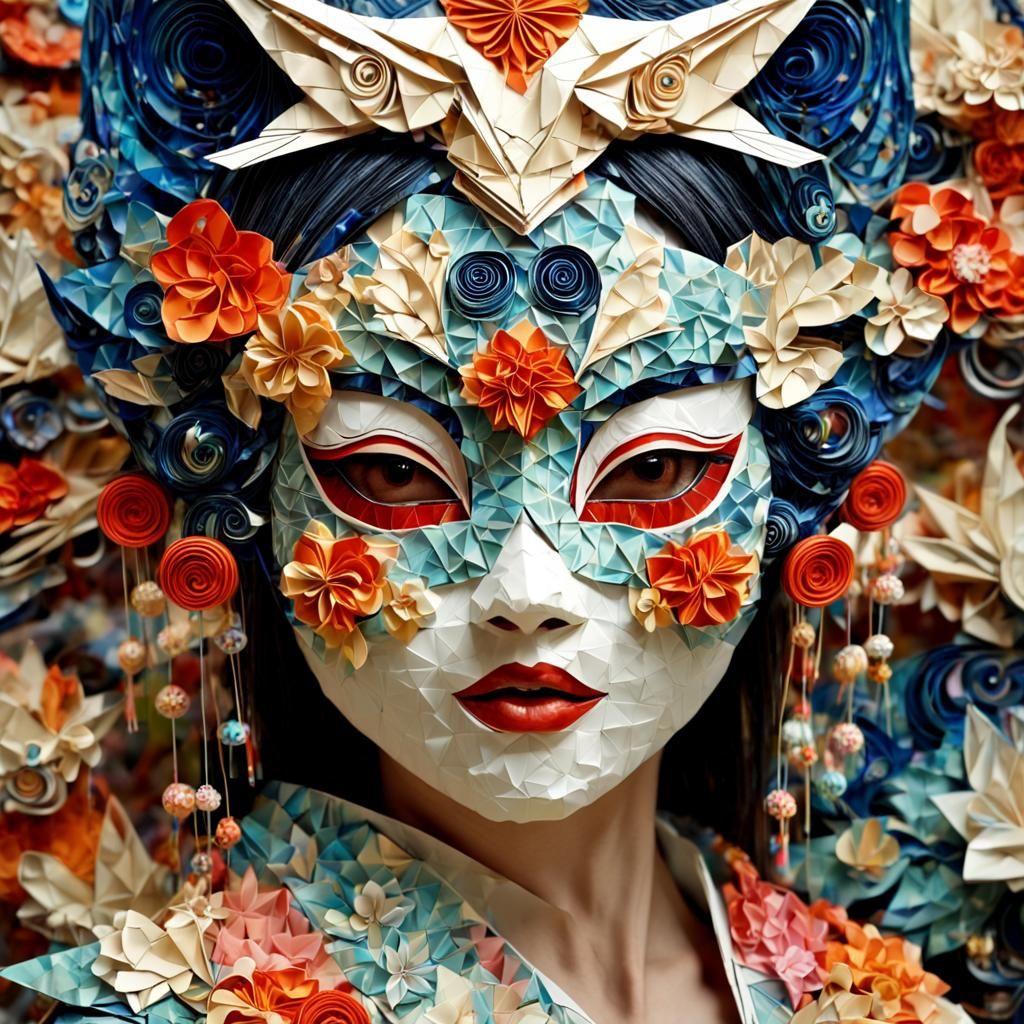 Origami Masked Woman at Japanese Festival