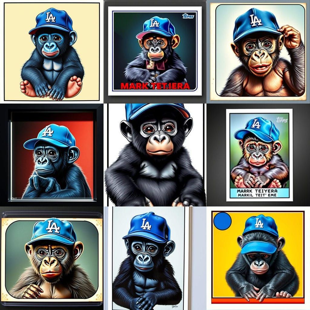 Baby Gorilla Topps Baseball Card Art